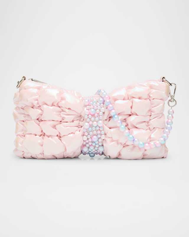 Kid's Iridescent Puffy Bow Shoulder Bag